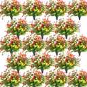 WILLBOND 48 Bundles Artificial Flowers Outdoor,UV Resistant Faux Plastic Plants Greenery Shrubs Flower Bulk for Hanging Planter Porch Window Home Wedding Spring Summer Decor (Fresh Color)