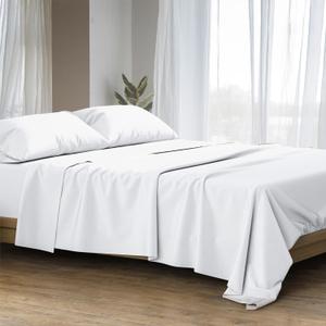 Ashton Sheets 100% Egyptian Cotton Sheets King Size - 4 PC 1500 High Thread Count Sheets King White, Silky Soft, Cooling, Sateen Weave, Luxury Hotel Collection Bedding, 17" Deep Pocket Bedsheet