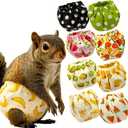2PCS Washable Squirrel Diapers - Reusable Small Pet Diapers with Strong Hook and Loop Leak-Proof Urine Wet Pants with Adjustable Waistline for Squirrel,Rat,Groundhog-Banana&Yellow Duck,S