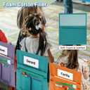 12 Pack Chair Pockets for Classrooms, 20 x 17 Inch Seat Sacks for Classroom Chairs k-2 with Name Slots and Tags, Chair Pockets for Kindergarten, School, Home, Office (6 Bright Color) (Large)