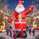 10FT Christmas Inflatables Santa Claus Outdoor Decorations, Christmas Blow Ups Airship Snowman, Inflatable Yard Decor with Built-in LED Lights for Xmas Garden Lawn Party