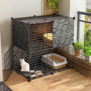 Cat Cages Indoor - Outdoor Cat Enclosures Detachable Small Animal Cage Cat Playpen Puppy Crate Semi-Enclosed Cat Cabinet - for Small Pet Cat Puppy,Black-75x39x73cm-C