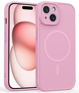 FNTCASE for iPhone 15 Phone Case: Magnetic Slim Shockproof Anti-Scratch Matte Phone Cover - Full Covered Camera Protection Anti-Slip Drop Proof Silicone Cellphone Case (6.1 Inch/Pink)