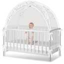 Crib Tent - Crib Net to Keep Baby in, Stop Baby from Climbing Out of Crib, Pop Up Crib Tent with Durable Breathable Net Double Zipper Strong Rods Installation Convenience (Gray Stars & Moons, Large)