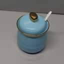 12oz Sugar Bowl with Lid and Spoon,Simple Ceramic Sugar Jar Sugar Container Sugar Dispenser Coffee Bar Accessories, Modern Kitchen Countertop Canisters, Turquoise