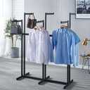 Floor Standing Metal Garment Rack - Heavy Retail Display Racks With Wheels, 6 Arms Clothing Rack, Square Tubing Portable Shirt Racks, Merchandise Display For Hanging Clothes (Black)