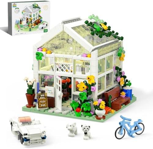 QLT White Flowers House Building Set, Compatible with Lego Flower Friends House Create Elegance and Warmth Environment, Greenhouse Building Toy, Nice Gift for Boys, Girls and Adult (639 Pcs)