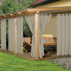 HolidayIdeas Outdoor Curtains for Patio Waterproof, 6 Panels - 54x84 Inches - Weatherproof Privacy Outsides Curtains for Cabana Porch Pergola, Sunlight & UV Blocking (Taupe, Grommet Top)