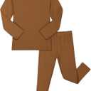 Resinta 2-Piece Unisex Baby Toddler Crew Long Sleeve Legging Set Boys Girls Soft Viscose Ribbed Pants for Daily Life, Size: 2T (Brown)