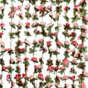 10 Pack Artificial Rose Vine Fake Flower Garland Fake Rose Hanging Vine Artificial Flowers for for Wedding Party Background Arch Garden Background Decoration Total 82 Ft (10, Pink)