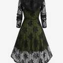 Rosegal Plus Size Women 2PCS Gothic Lace Hooded Dress(Green_1/5X) (Green, XL)