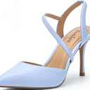 Closed Toe Slingback Heels Wedding High Stiletto Heel for Women 3.3 Inch Ankle Strap Pointed Toe Pumps Prom Dress Bride Shoes for Dinner Party Sexy, Size: 8.5 (Blue)