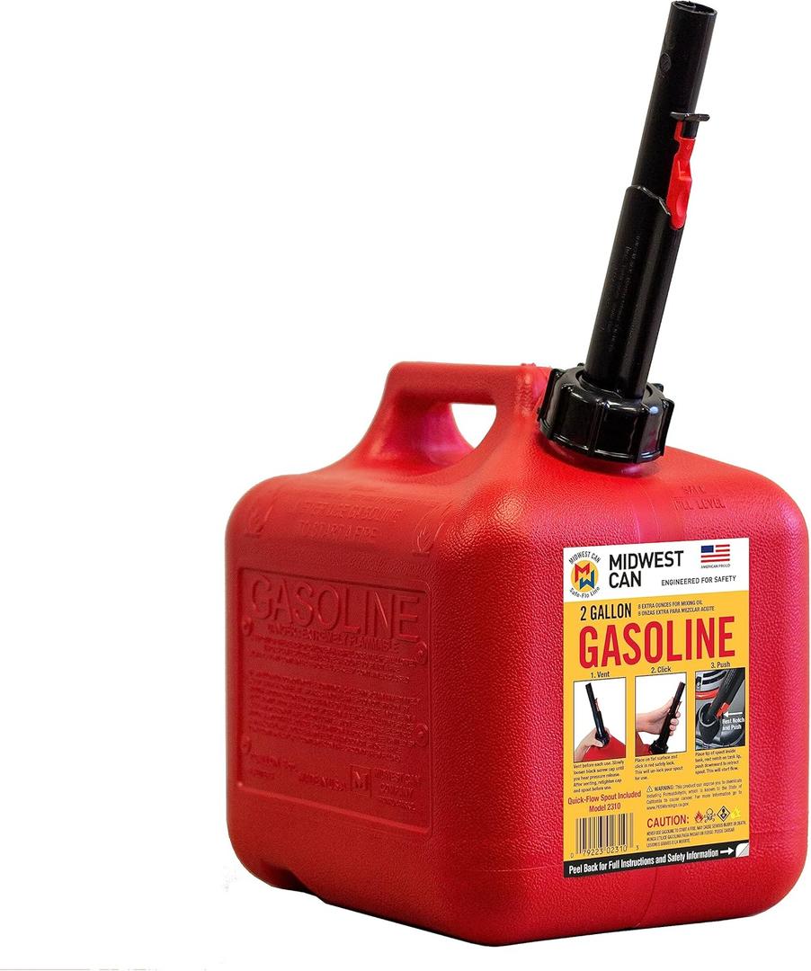 Midwest Can Quick-Flow Spout 2310 2 Gallon 8 oz. Gasoline Can w