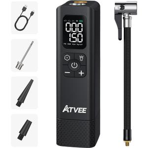 Bicycle Pump, 30s Fast Inflate Bike Pump with Gauge & Digital Display, 150PSI Portable Electric Bike Tire Pump with Presta & Schrader Valves for Road Bike, E-Bike