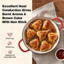 3 Quart Enameled Cast Iron Braiser, Non Stick Enameled Cast Iron Skillet with Lid, Dutch Oven Skillet with lid up to 500F for Oven, Stove, Grill, Shallow Dutch Oven for Cook, Bake (Red)