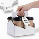 4-Cup Drink Carrier with Handle - 15 Pack Cup Holders for Food Service (12-32oz)