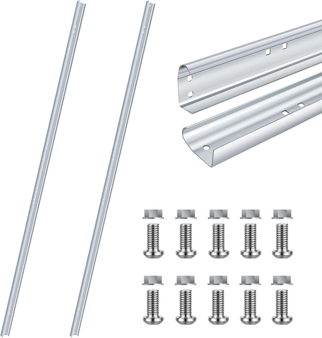 Gisafai 2 Pcs Garage Door Vertical Track Replacement Garage Door Rails Left Right Vertical Bracket for 7 Foot Tall Garage Door Parts Galvanized Steel Hardware Side Tracks for 2 Inches Rollers, Silver