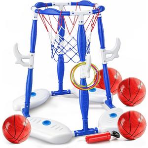 2 in 1 Pool Basketball Hoop, Pool Toys Swimming Pool Games for Kids Adults Family Party Birthday Games Toys