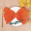 Nydotd 6pcs Fall Cheesecloth Napkins Thanksgiving Boho Dinner Napkins Wrinkled Rustic Linen Table Decorative Cloth Napkins for Wedding Party Baby Shower Family 20 x 20 Inch (Orange)