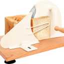 Heavy-Duty Bread Slicer Hand Crank with Foldable 14.6" Beech Base | Industrial 45# Steel & 601 Blade Cuts Tall Sourdough & Long Baguette | Metal Guide & Adjustable Thickness,Scale Line and Suction Cup