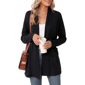 Micoson Women's Long Sleeve Open Front Cardigan Casual Loose Lightweight Cardigans with Pockets,  XL