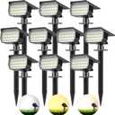 NACINIC 3 Colors Solar Lights Outdoor Waterproof IP65 Outdoor Spot Lights for Yard 52 LEDs 600LM Solar Powered Landscape Spotlights Solar Security Wall Lights for Garden Pathway Outside- 10 Pack