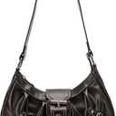 Y2K Trendy Purse for Women, Leather Buckle Punk Hobo Clutch Purses Bags for Ladies Top Handle Shoulder Bag (Deep Brown)