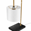 Simple Designs LD1036-ABS 22" Industrial Vintage Bronson Antique Style Industrial Iron Lantern Desk Table Lamp with Glass Cylinder Shade for Home Décor, Office, Living Room, Bedroom, Antique Brass