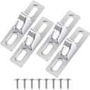 Zonon 4 Pcs Sliding Door Keeper Lock Sliding Glass Door Latch Replacement Hardware with Mounting Screws Wide Keeper with Chrome Plated Diecast for Various Glass Patio Gate