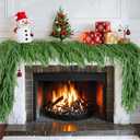 2pcs Christmas Norfolk Pine Garland, 6FT Real Touch Christmas Greenery Garland, Artificial Xmas Decorations for Mantle Indoor Outdoor Fireplace Table Porch Stairs Winter Holiday Decor