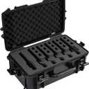 GORPANIX Pistol & Rifle Gun Case Series, Pistol Case Holds Multiple Handguns, Hard Shell Waterproof Stackable Range Storage & Travel Case with Foam, Shockproof Lockable Gun Case for Gun Safe Black