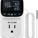 Digital Temperature Controller, Heating & Cooling Thermostat Plug Outlet, 40F~210F, 15A 1800W, LCD Display, Temperature Controlled Outlet for Home, Greenhouse, Chicken Coop, Reptile