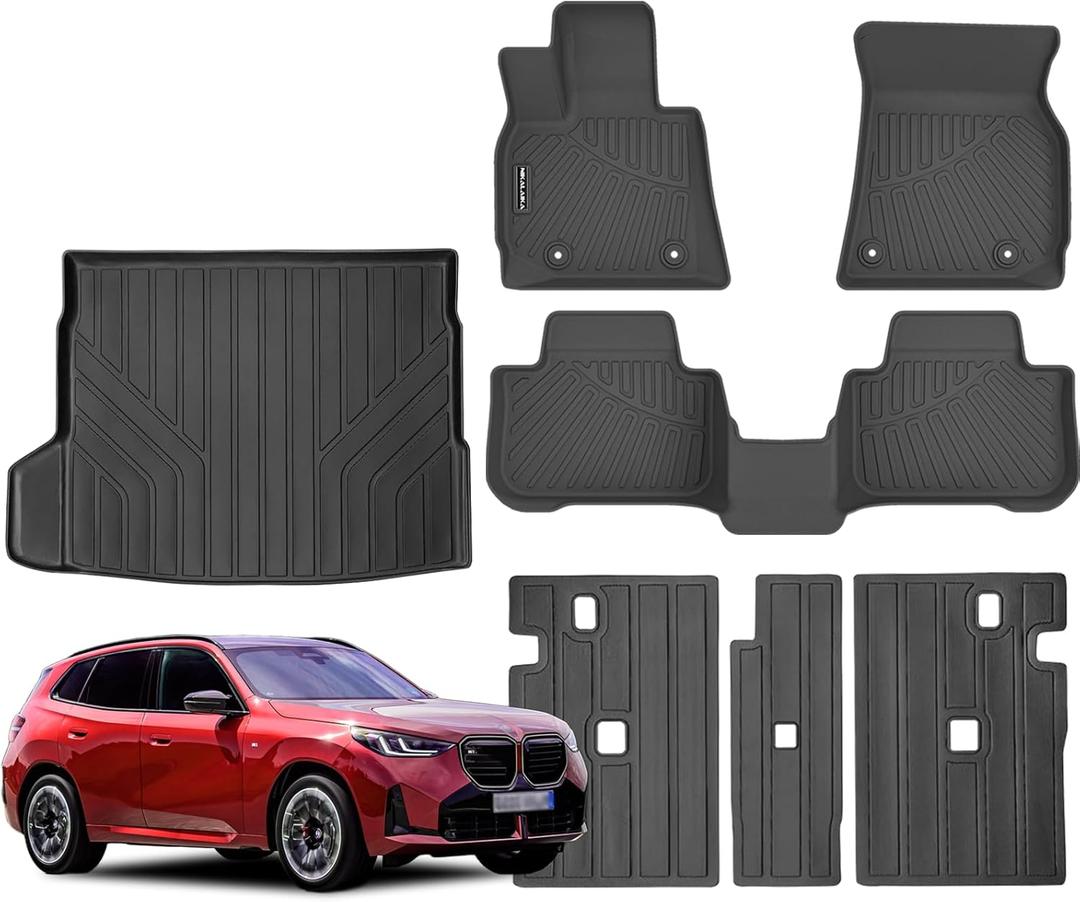 Floor mats & Trunk Mat & Backrest Mat Compatible with 2025 2026 BMW X3 M50/30 xDrive, Cargo mat All Weather TPE Protection Waterproof Floor Liners for 2025 BMW X3 M50/30 xDrive Accessories, Black