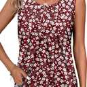 CRAZY GRID Women Summer Tank Tops Round Neck Sleeeveless Folded Front Tunic Casual Outfit 2025 Basic Loose Shirts (M)