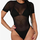 Avidlove Short Sleeve Bodysuit for Women Mesh Bodysuit Women Going Out Tops Sexy Shirts, Size XL 