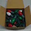 SUNSGNE C9 Christmas String Lights, 25 Feet Vintage Christmas Tree Lights with 26 7W Red Green White Glass Bulbs(1 Spare) for Patio Balcony Xmas Decor, Green Wire