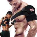 Adjustable Shoulder Brace for Rotator Cuff Tear & Post-Surgery Recovery - Arm Sling with Ice Pack Pocket, Breathable Compression Sleeve for Sports Injury, Arthritis, Men & Women (Black, Large)