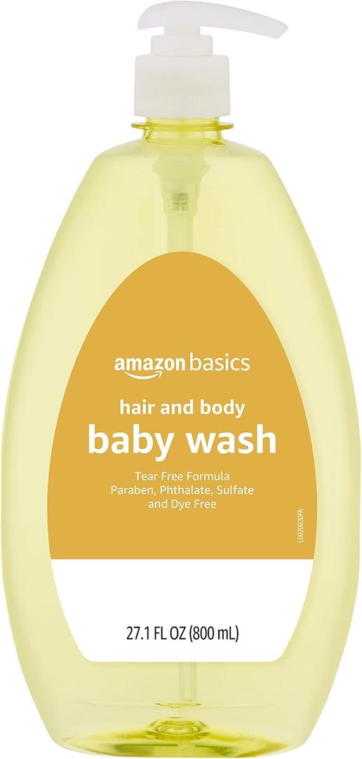 Amazon Basics Tear-Free Baby Hair and Body Wash, 27.1 Fluid Ounce, Lightly Scented, 2 Pack