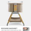 Jimglo 3 in 1 Baby Bassinet, Rocking Bassinets with Comfy Mattress and Wheels, Adjustable Height Bassinet Bedside Sleeper, Easy Folding Portable Crib for Newborn (Khaki)