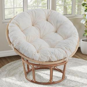 idee-home Papasan Chair Cushion, Circle Papasan Chair Cushion(Cushion Only) with Thick Corduroy Cover, 48 x 48 Inch Cushion for Egg Chair, Beige, 48x48x6inch