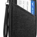 Passport Holder Family RFID Travel Document Organizer for Women Waterproof Passport Wallet Men Portable Case for Cards, Boarding Pass, ID, Money, Tickets with Zipper