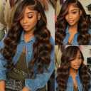 Ombre P1B/30 Highlight Bundles Human Hair Unprocessed Brazilian Virgin Human Hair Single Bundle Black Mixed With Brown 30 Inch Body Wave Bundle Double Weft Hair Extension for Women 100g Total