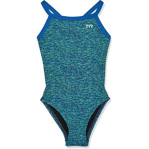 TYR blue green One piece swim suit size 24