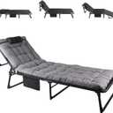 Folding Camping Cot, Adjustable Camping Cot for Adults, Portable Reclining Lounge Chair with Mattress/Pillow, 1200 D Oxford Camping Cots for Indoor/Outdoor