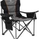 ALPHA CAMP Oversized Camping Folding Chair, Heavy Duty Support 450 LBS Steel Frame Collapsible Padded Arm Chair with Cup Holder Quad Lumbar Back, Portable for Outdoor