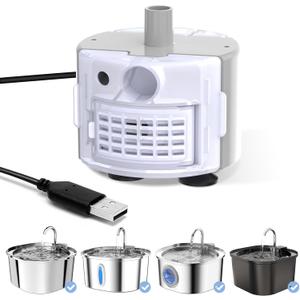 PEKTACO Cat Water Fountain Replacement Water Pump for 3.2L/108oz Automatic Stainless Steel Pet Fountain