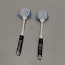 SetSail Dish Brush with Handle, 2 Pack Stiff Bristles Dish Scrubber with Built-in Scraper Dish Scrub Brushes for Cleaning Dishes, Pots and Pans, Kitchen Sink (Black-blue)