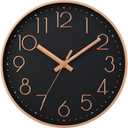 DAXSMY Wall Clock - 10 Inch Silent Non-Ticking Modern 3D Wall Clocks Battery Operated - Decorative Clock for Kitchen, Home Office, Bathroom, Bedroom(Black)
