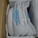 Y YHY 8.5'' Pasta Bowls Set of 6, 30 oz Ceramic Shallow Salad Bowls, Large Serving Soup Bowls Pasta Plates, Microwave & Dishwasher Safe Dinnerware Valentine's Day Gift, Gradient Blue