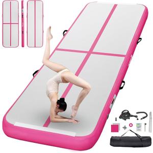 FBSPORT Inflatable Air Gymnastics Mat Training Mats 4 inches Thickness Gymnastics Tracks for Home Use/Training/Cheerleading/Yoga/Water with Pump